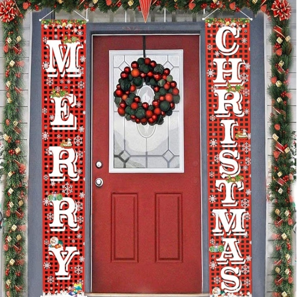 Festive Red Christmas Door Banner Set